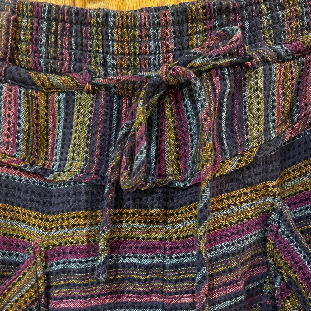 Free People Sweet Escape High Waist Harem Woven Striped Pants Pouch Pockets XS‎